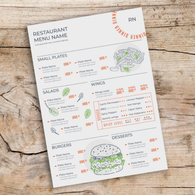 Glossy menu printing Coimbatore
